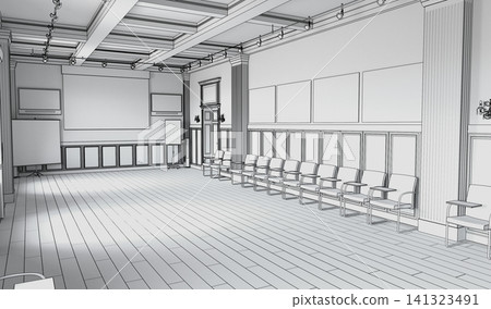 empty room, interior visualization, 3D illustration empty room, interior visualization, 3D illustration 141323491