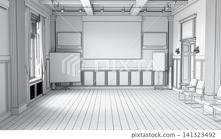 empty room, interior visualization, 3D illustration empty room, interior visualization, 3D illustration 141323492