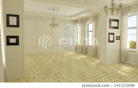 empty room, interior visualization, 3D illustration empty room, interior visualization, 3D illustration 141323496