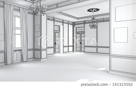 empty room, interior visualization, 3D illustration empty room, interior visualization, 3D illustration 141323502