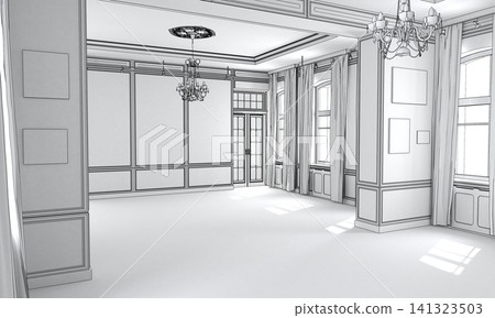 empty room, interior visualization, 3D illustration empty room, interior visualization, 3D illustration 141323503