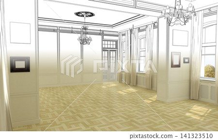 empty room, interior visualization, 3D illustration empty room, interior visualization, 3D illustration 141323510