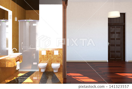 empty room, interior visualization, 3D illustration empty room, interior visualization, 3D illustration 141323557