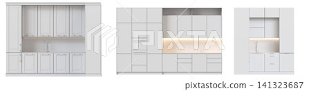modern kitchen isolated on transparent background, home furniture, 3D illustration, cg render modern kitchen isolated on transparent background, home furniture, 3D illustration, cg render 141323687