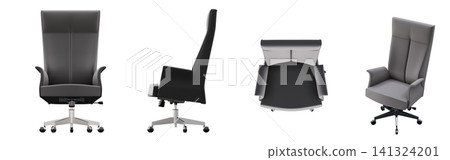chair isolate on a transparent background, interior furniture, 3D illustration, cg render 141324201