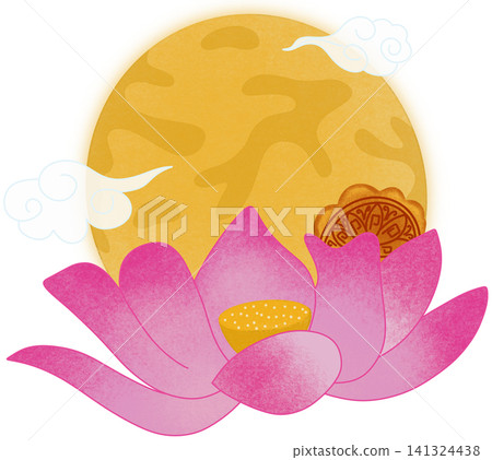 moon and pink lotus moon and pink lotus 141324438