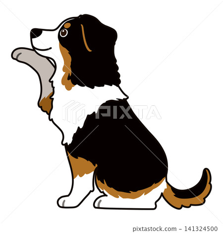 手繪插圖,描繪了一隻黑色澳洲牧羊犬伸出爪子的輪廓。 手繪插圖,描繪了一隻黑色澳洲牧羊犬伸出爪子的輪廓。 141324500