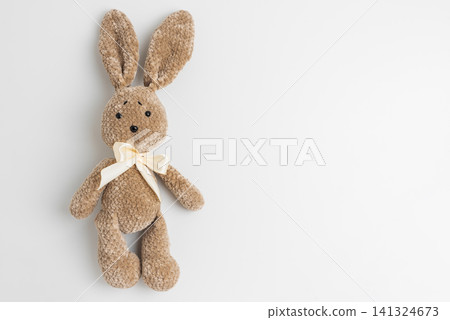Handmade brown crochet plush bunny toy with ribbon Handmade brown crochet plush bunny toy with ribbon 141324673