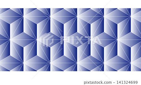 Hexagonal faceted 3D cube pattern with deep blue gradient and white lines | Transparent background Hexagonal faceted 3D cube pattern with deep blue gradient and white lines | Transparent background 141324699