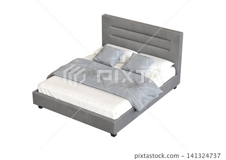 double bed isolated on a transparent background, furniture for the bedroom interior, 3D illustration, cg render double bed isolated on a transparent background, furniture for the bedroom interior, 3D illustration, cg render 141324737