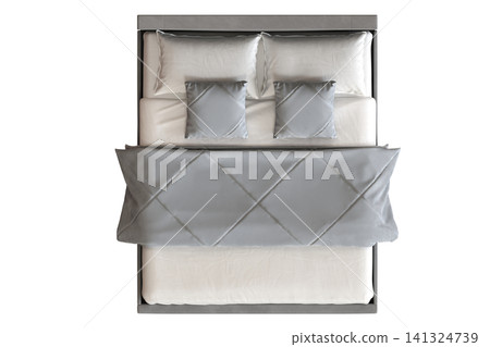 double bed isolated on a transparent background, furniture for the bedroom interior, 3D illustration, cg render double bed isolated on a transparent background, furniture for the bedroom interior, 3D illustration, cg render 141324739
