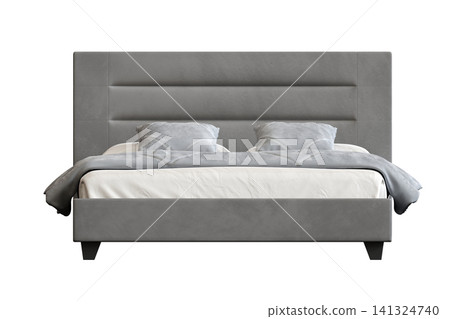 double bed isolated on a transparent background, furniture for the bedroom interior, 3D illustration, cg render double bed isolated on a transparent background, furniture for the bedroom interior, 3D illustration, cg render 141324740
