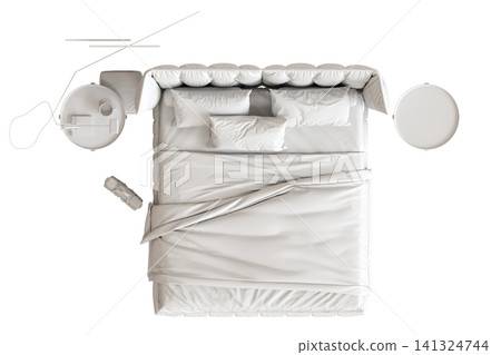 double bed isolated on a transparent background, furniture for the bedroom interior, 3D illustration, cg render double bed isolated on a transparent background, furniture for the bedroom interior, 3D illustration, cg render 141324744