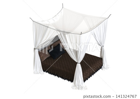 double bed isolated on a transparent background, furniture for the bedroom interior, 3D illustration, cg render double bed isolated on a transparent background, furniture for the bedroom interior, 3D illustration, cg render 141324767
