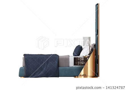 double bed isolated on a transparent background, furniture for the bedroom interior, 3D illustration, cg render double bed isolated on a transparent background, furniture for the bedroom interior, 3D illustration, cg render 141324787
