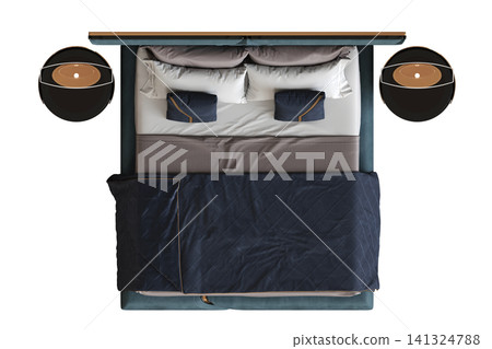 double bed isolated on a transparent background, furniture for the bedroom interior, 3D illustration, cg render double bed isolated on a transparent background, furniture for the bedroom interior, 3D illustration, cg render 141324788