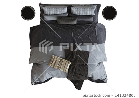double bed isolated on a transparent background, furniture for the bedroom interior, 3D illustration, cg render double bed isolated on a transparent background, furniture for the bedroom interior, 3D illustration, cg render 141324803