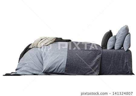 double bed isolated on a transparent background, furniture for the bedroom interior, 3D illustration, cg render double bed isolated on a transparent background, furniture for the bedroom interior, 3D illustration, cg render 141324807