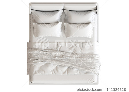 double bed isolated on a transparent background, furniture for the bedroom interior, 3D illustration, cg render double bed isolated on a transparent background, furniture for the bedroom interior, 3D illustration, cg render 141324828