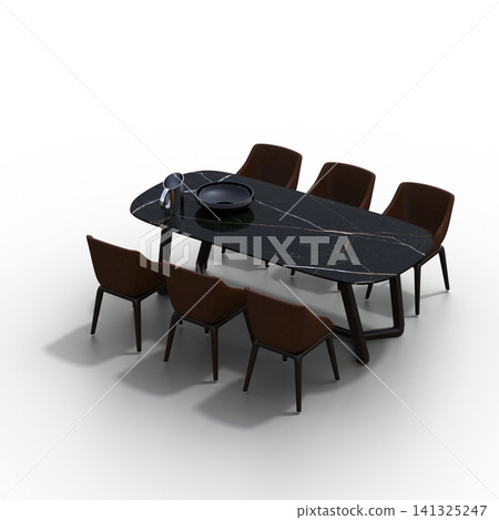 diner table isolated on transparent background, 3D illustration, cg render diner table isolated on transparent background, 3D illustration, cg render 141325247