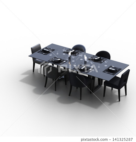 diner table isolated on transparent background, 3D illustration, cg render diner table isolated on transparent background, 3D illustration, cg render 141325287