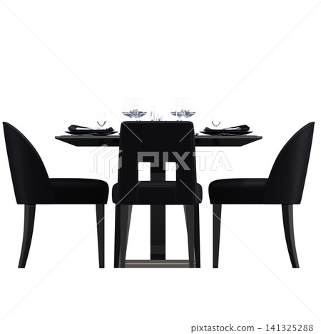 diner table isolated on transparent background, 3D illustration, cg render diner table isolated on transparent background, 3D illustration, cg render 141325288