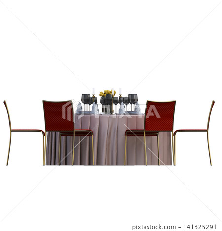 diner table isolated on transparent background, 3D illustration, cg render diner table isolated on transparent background, 3D illustration, cg render 141325291