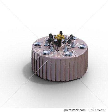 diner table isolated on transparent background, 3D illustration, cg render diner table isolated on transparent background, 3D illustration, cg render 141325292