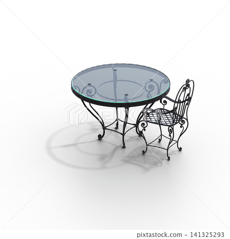 diner table isolated on transparent background, 3D illustration, cg render 141325293