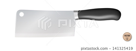 Vector Chef Knife, Isolated. Kitchen Cooking Knife with Black Handle. Professional Stainless Steel Blade for Food Preparation. Restaurant and Home Cooking Utensil Vector Chef Knife, Isolated. Kitchen Cooking Knife with Black Handle. Professional Stainless Steel Blade for Food Preparation. Restaurant and Home Cooking Utensil 141325419
