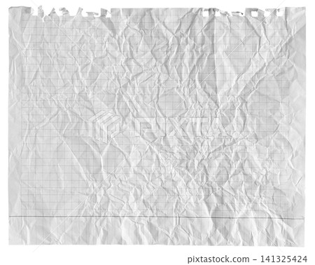 Ripped vertical grid paper cutout with realistic paper creases and shadows Ripped vertical grid paper cutout with realistic paper creases and shadows 141325424