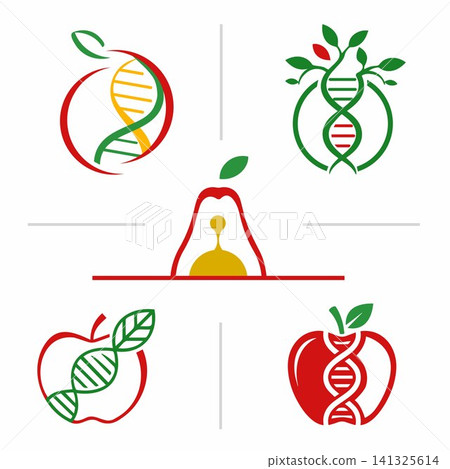 Personalized Nutrition and Wellness Logo Set, Nutrigenomics Concept Personalized Nutrition and Wellness Logo Set, Nutrigenomics Concept 141325614