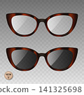 Vector 3d Tortoiseshell Glasses Set. Eyeglasses and Sunglasses with Tortoise Shell Frame. Brown Fashion Eyewear Collection for Optical Store, Accessories Design 141325698