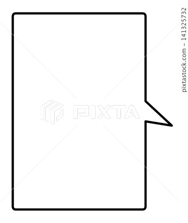 A simple, vertically elongated, rectangular speech bubble with the nozzle on the right side. 141325732