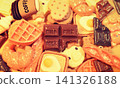 Lots of food-themed decorative elements, half-eaten chocolate, cute background photos, wallpaper, decorations. 141326188