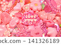 Lots of pink decorative elements, "LOVE YOU" text, cute background photos, wallpaper, message 141326189