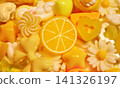 Lots of yellow decorative parts, orange, stylish and cute background photos, wallpaper, decorations. 141326197