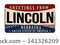 Greetings from Lincoln vintage rusty metal sign 141326209