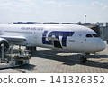Warsaw, Poland, May 10 2018: Boeing 787 at the gate before departure to the USA 141326352