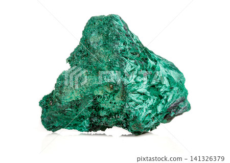 Macro mineral stone plisoviy, plush, satin malachite on a white background Macro mineral stone plisoviy, plush, satin malachite on a white background 141326379
