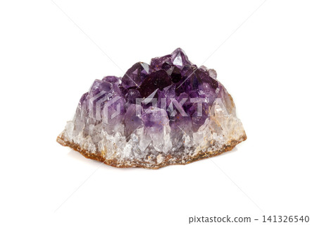 Amethyst Crystal Druse macro mineral on white background Amethyst Crystal Druse macro mineral on white background 141326540