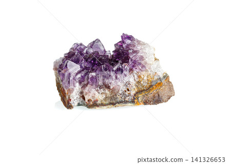 Amethyst mineral stone macro on white background Amethyst mineral stone macro on white background 141326653