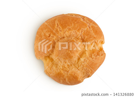 profiterole with cream,isolated on a white background. Top view. Flat lay profiterole with cream,isolated on a white background. Top view. Flat lay 141326880