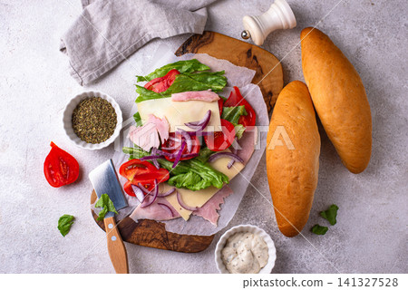 Trendy viral chopped Italian sandwich Trendy viral chopped Italian sandwich 141327528