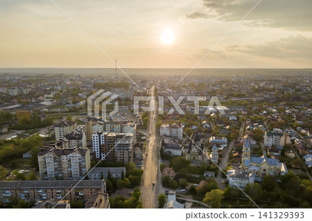 Aerial view of urban area in Ivano-Frankivsk city, Ukraine. Aerial view of urban area in Ivano-Frankivsk city, Ukraine. 141329393
