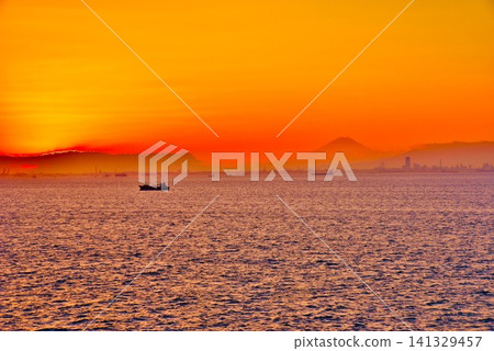 Sunset view of Umihotaru on the Tokyo Bay Aqua-Line Sunset view of Umihotaru on the Tokyo Bay Aqua-Line 141329457