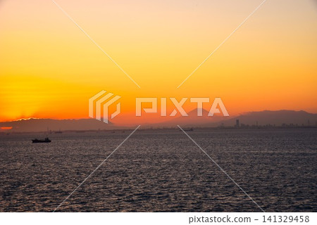 Sunset view of Umihotaru on the Tokyo Bay Aqua-Line Sunset view of Umihotaru on the Tokyo Bay Aqua-Line 141329458