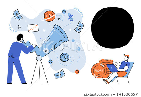 People analyzing financial growth and business strategy vector illustration. Investment, market research, profit planning, economic forecast, digital marketing, data analysis. Professionals observing People analyzing financial growth and business strategy vector illustration. Investment, market research, profit planning, economic forecast, digital marketing, data analysis. Professionals observing 141330657