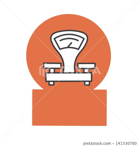 Stylized Weighing Scale Icon in Orange Circle Stylized Weighing Scale Icon in Orange Circle 141330780