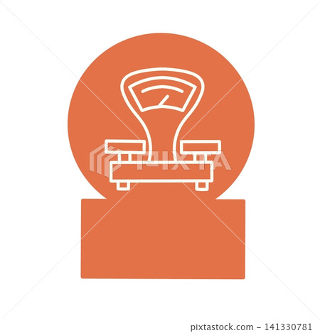 Stylized Weighing Scale Icon in Orange Circle Stylized Weighing Scale Icon in Orange Circle 141330781
